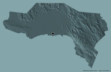 Westmoreland 'in şekli, Jamaika' nın semti, başkenti koyu renk arka planda izole edilmiş. Renkli yükseklik haritası. 3B görüntüleme