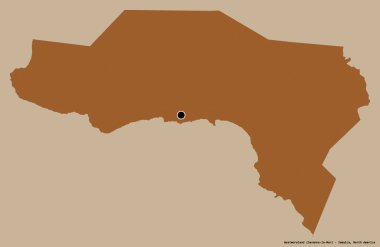 Westmoreland 'in şekli, Jamaika' nın semti, başkenti koyu renk arka planda izole edilmiş. Desenli dokuların bileşimi. 3B görüntüleme
