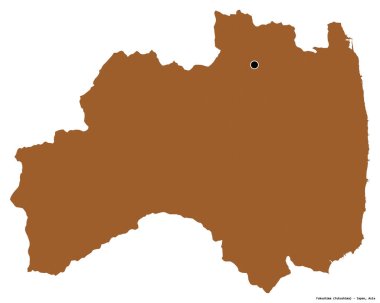 Japonya 'nın başkenti Fukushima' nın beyaz arka planda izole edilmiş hali. Desenli dokuların bileşimi. 3B görüntüleme