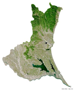 Japonya 'nın başkenti Ibaraki' nin beyaz arka planda izole edilmiş hali. Uydu görüntüleri. 3B görüntüleme