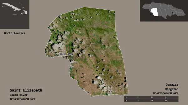 Tvar Alžběty Farnosti Jamajky Jejího Hlavního Města Měřítko Vzdálenosti Náhledy — Stock fotografie
