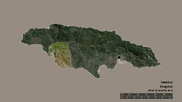 Απολιθωμένο Σχήμα Της Τζαμάικα Πρωτεύουσα Κύρια Περιφερειακή Διαίρεση Και Την — Φωτογραφία Αρχείου