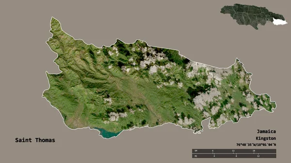 Forma São Tomás Paróquia Jamaica Com Sua Capital Isolada Fundo — Fotografia de Stock