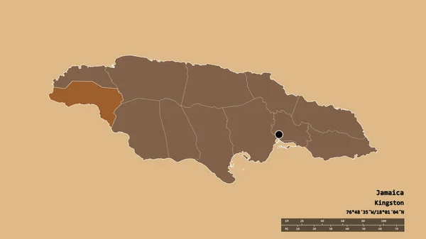 Vyprahlý Tvar Jamajky Hlavním Městem Hlavní Regionální Divizí Oddělenou Oblastí — Stock fotografie