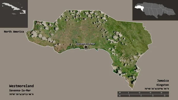 Westmoreland Şekli Jamaika Nın Semti Başkenti Uzaklık Ölçeği Gösterimler Etiketler — Stok fotoğraf