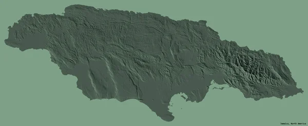 Tvar Jamajky Hlavním Městem Izolovaným Pevném Barevném Pozadí Barevná Mapa — Stock fotografie