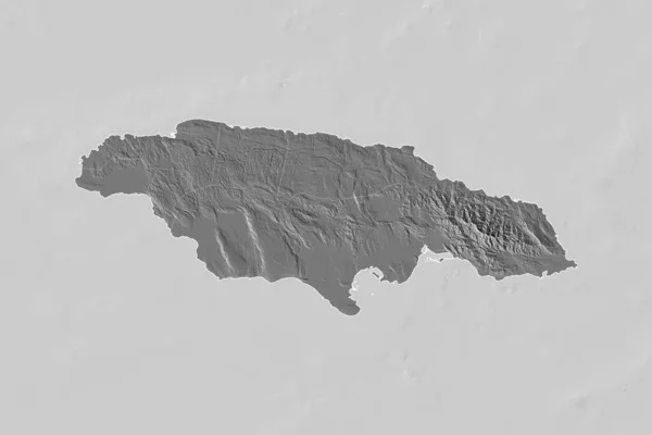 国の概要 国際および地域の国境とジャマイカの拡張領域 標高マップ 3Dレンダリング — ストック写真