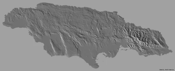 Forma Jamaica Com Sua Capital Isolada Fundo Cor Sólida Mapa — Fotografia de Stock