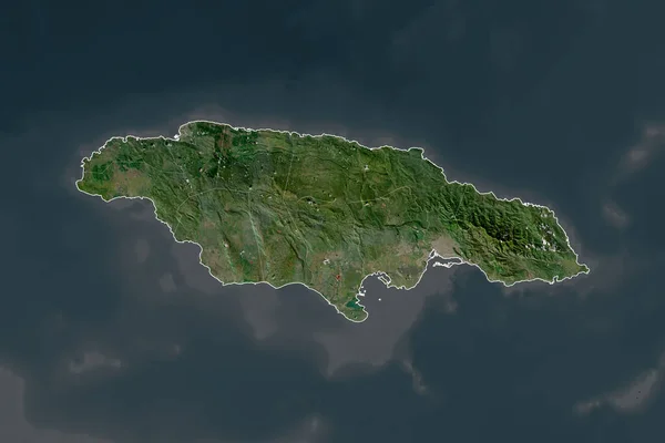 Kształt Jamajki Oddzielony Desaturacją Sąsiednich Obszarów Granice Zdjęcia Satelitarne Renderowanie — Zdjęcie stockowe