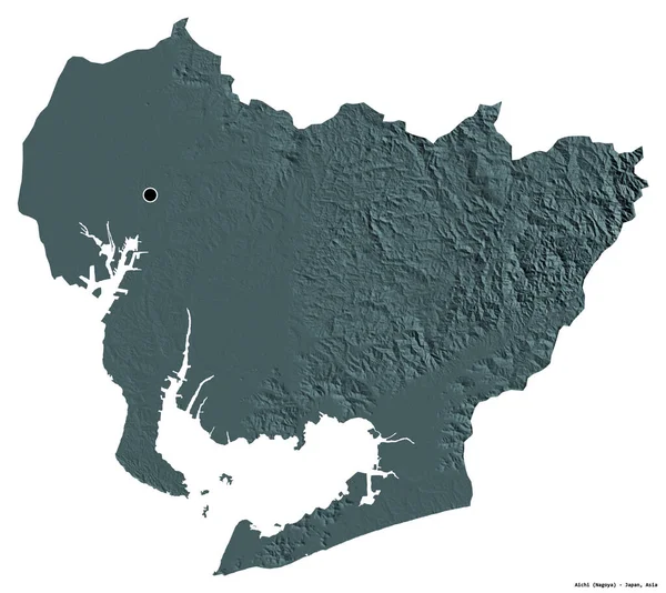 Форма Айти Префектуры Японии Столицей Изолированной Белом Фоне Цветная Карта — стоковое фото