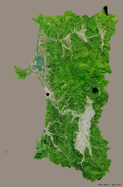 Σχήμα Ακίτα Νομός Ιαπωνίας Πρωτεύουσα Απομονωμένη Στέρεο Χρώμα Δορυφορικές Εικόνες — Φωτογραφία Αρχείου