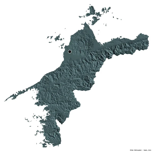 Forma Ehime Prefeitura Japão Com Sua Capital Isolada Fundo Branco — Fotografia de Stock