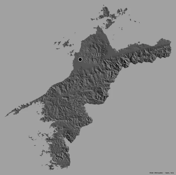 Form Ehime Prefektur Japan Med Sin Huvudstad Isolerad Solid Färg — Stockfoto