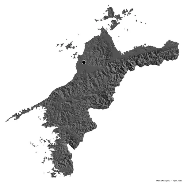 Tvar Ehime Prefektura Japonska Hlavním Městem Izolovaným Bílém Pozadí Mapa — Stock fotografie