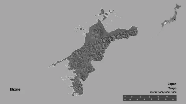 Forma Ehime Prefectura Japón Con Capital Aislada Sobre Fondo Sólido — Foto de Stock