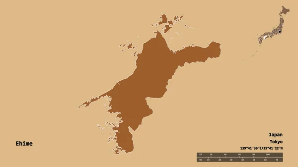 Shape Ehime Prefecture Japan Its Capital Isolated Solid Background Distance — Stock Photo, Image