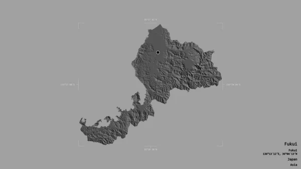 Area Fukui Prefecture Japan Isolated Solid Background Georeferenced Bounding Box — Stock Photo, Image