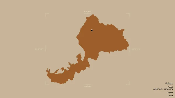 Obszar Fukui Prefektura Japonii Odizolowany Solidnym Tle Georeferencyjnym Polu Granicznym — Zdjęcie stockowe