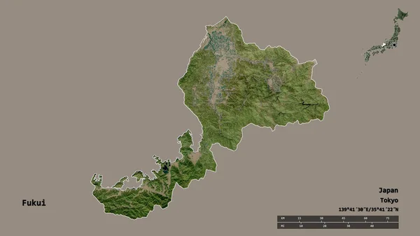 Forma Fukui Prefectura Japón Con Capital Aislada Sobre Fondo Sólido —  Fotos de Stock