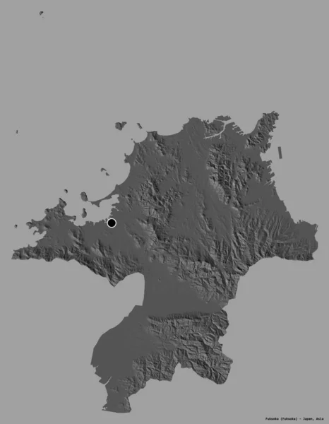 Forma Fukuoka Prefectura Japón Con Capital Aislada Sobre Fondo Color — Foto de Stock