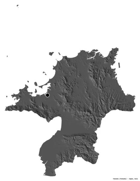Форма Фукуока Префектура Японія Столицею Ізольованою Білому Тлі Білевелівська Карта — стокове фото