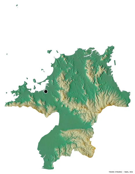 Forma Fukuoka Prefectura Japón Con Capital Aislada Sobre Fondo Blanco —  Fotos de Stock
