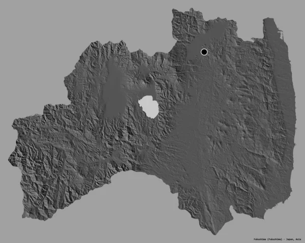 Form Fukushima Prefektur Japan Med Sin Huvudstad Isolerad Solid Färg — Stockfoto