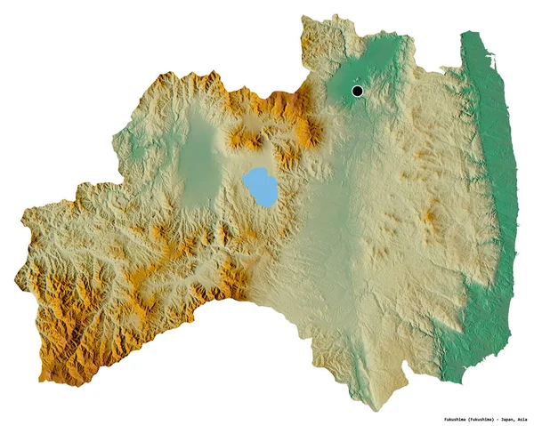 Forma Fukushima Prefettura Del Giappone Con Sua Capitale Isolata Sfondo — Foto Stock