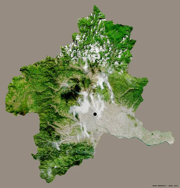 日本贡马的形状 其首都被隔离在一个坚实的色彩背景上 卫星图像 3D渲染 — 图库照片