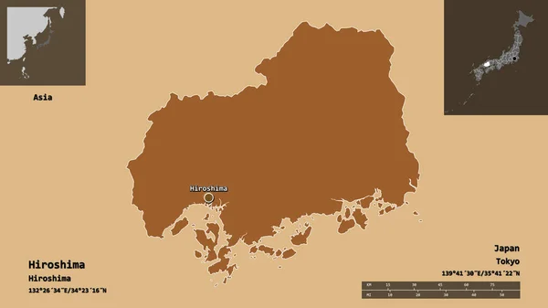 Σχήμα Της Χιροσίμα Νομός Της Ιαπωνίας Και Πρωτεύουσά Της Κλίμακα — Φωτογραφία Αρχείου
