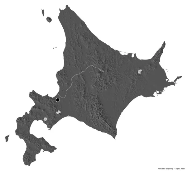 Gestalt Von Hokkaido Kreis Von Japan Mit Seiner Hauptstadt Isoliert — Stockfoto