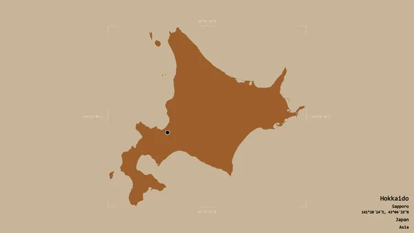 Район Хоккайдо Округ Японии Изолирован Твёрдом Фоне Геометрической Коробке Метки — стоковое фото