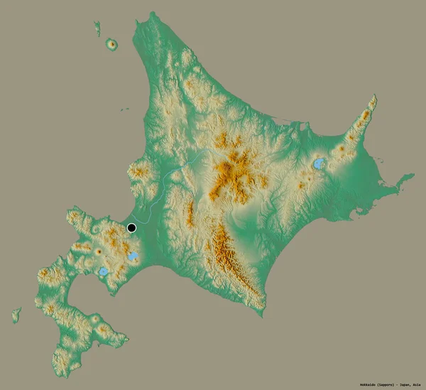 Forma Hokkaido Circuito Japão Com Sua Capital Isolada Fundo Cor — Fotografia de Stock