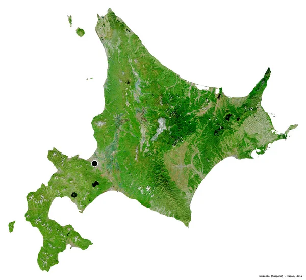Forma Hokkaido Circuito Japón Con Capital Aislada Sobre Fondo Blanco — Foto de Stock