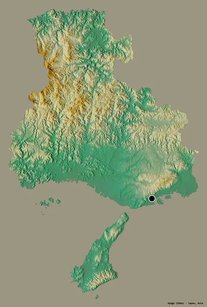 Forma Hyogo Prefectura Japón Con Capital Aislada Sobre Fondo Color —  Fotos de Stock