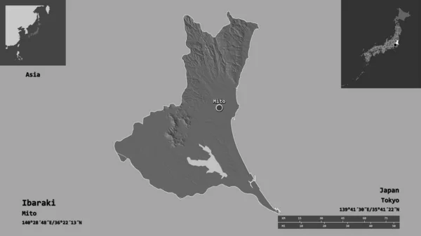 Gestalt Von Ibaraki Der Präfektur Japans Und Seiner Hauptstadt Entfernungsskala — Stockfoto