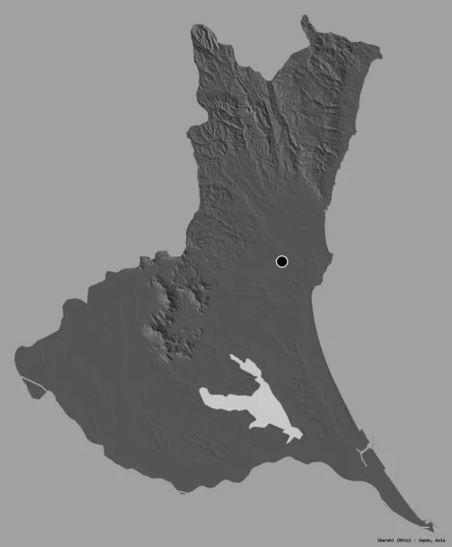 Forma Ibaraki Prefectura Japón Con Capital Aislada Sobre Fondo Color —  Fotos de Stock