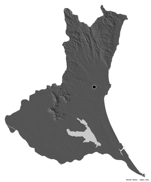 日本岩崎县的形状 其首都被白色背景隔离 Bilevel高程图 3D渲染 — 图库照片