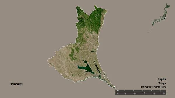 Forma Ibaraki Prefectura Japón Con Capital Aislada Sobre Fondo Sólido —  Fotos de Stock