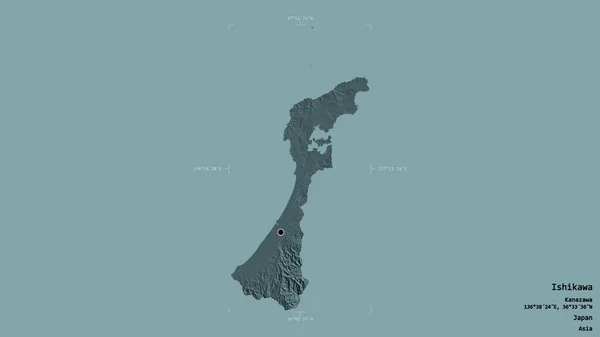 Територія Ісікави Префектури Японії Ізольована Твердому Тлі Геодезичній Обмежувальній Коробці — стокове фото