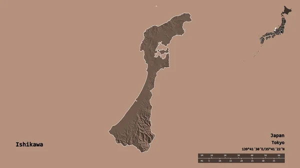 Forma Ishikawa Prefectura Japón Con Capital Aislada Sobre Fondo Sólido — Foto de Stock