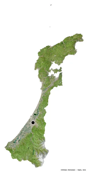 Alakja Ishikawa Prefektúra Japán Főváros Elszigetelt Fehér Alapon Műholdas Képek — Stock Fotó