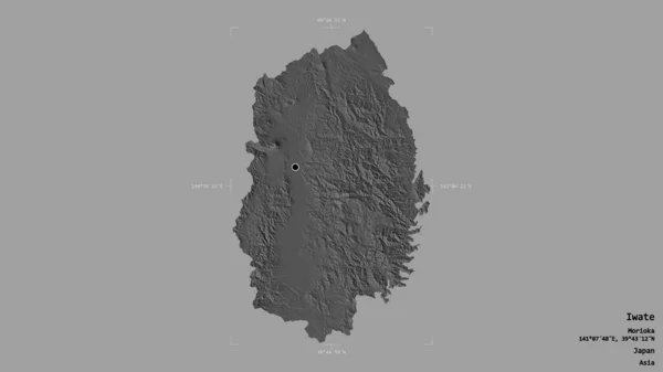 日本岩手县岩手县的一个地区 在一个地理参考方块中被隔离在坚实的背景下 Bilevel高程图 3D渲染 — 图库照片