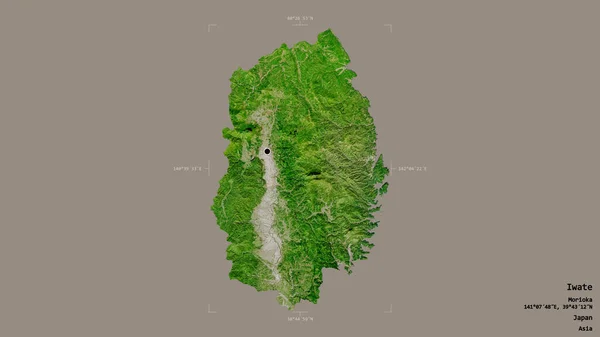 Area Iwate Prefecture Japan Isolated Solid Background Georeferenced Bounding Box — Stock Photo, Image