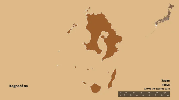 Bentuk Kagoshima Prefektur Jepang Dengan Ibukotanya Terisolasi Dengan Latar Belakang — Stok Foto