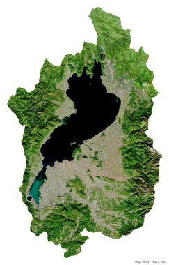 Japonya 'nın başkenti Shiga' nın beyaz arka planda izole edilmiş hali. Uydu görüntüleri. 3B görüntüleme