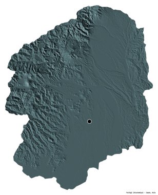 Tochigi 'nin şekli, Japonya' nın başkenti, beyaz arka planda izole edilmiş. Renkli yükseklik haritası. 3B görüntüleme