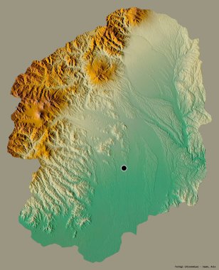 Tochigi 'nin şekli, Japonya' nın başkenti, katı bir renk arkaplanı ile izole edilmiştir. Topografik yardım haritası. 3B görüntüleme