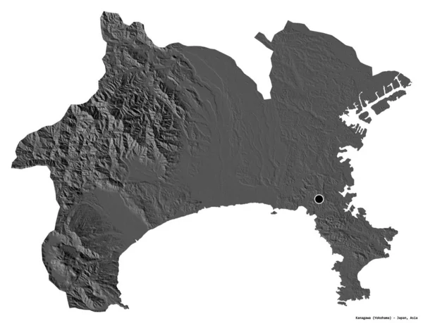 Forma Kanagawa Prefectura Japón Con Capital Aislada Sobre Fondo Blanco — Foto de Stock