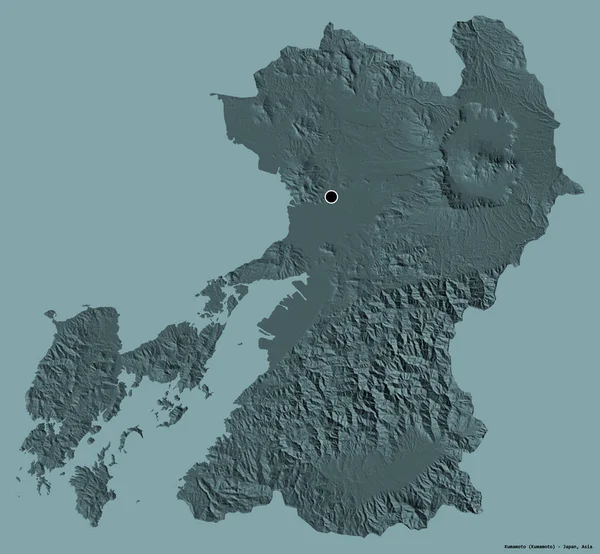 Forma Kumamoto Prefectura Japón Con Capital Aislada Sobre Fondo Color — Foto de Stock